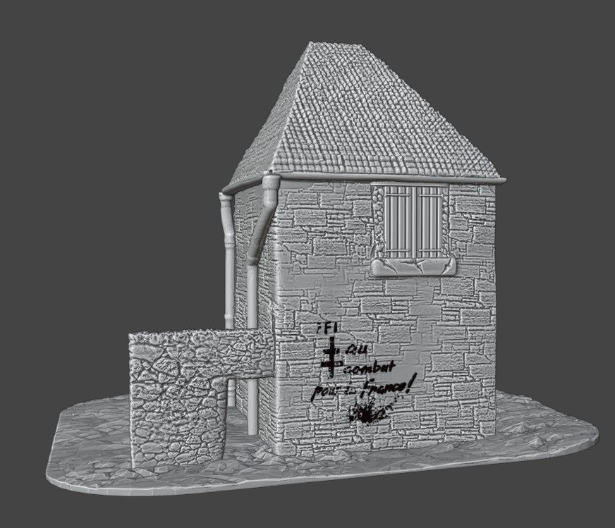 House with french resistance writing