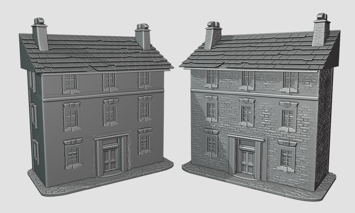 28mm brick house with advertising
