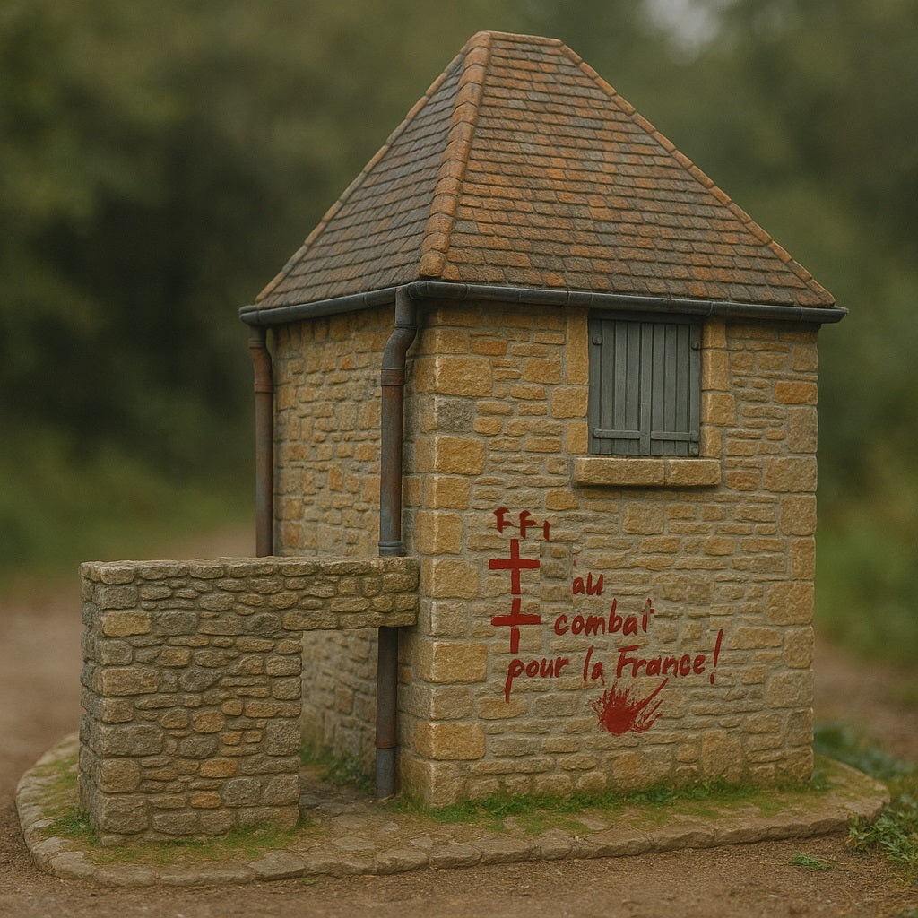 House with french resistance writing