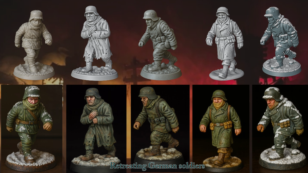 28mm Retreating frozen German soldiers