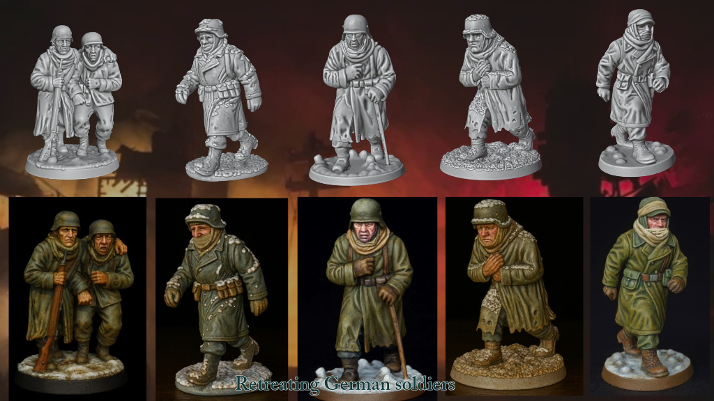 28mm Retreating frozen German soldiers