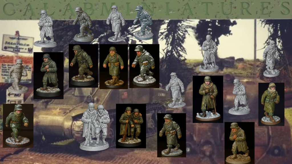 28mm Retreating frozen German soldiers