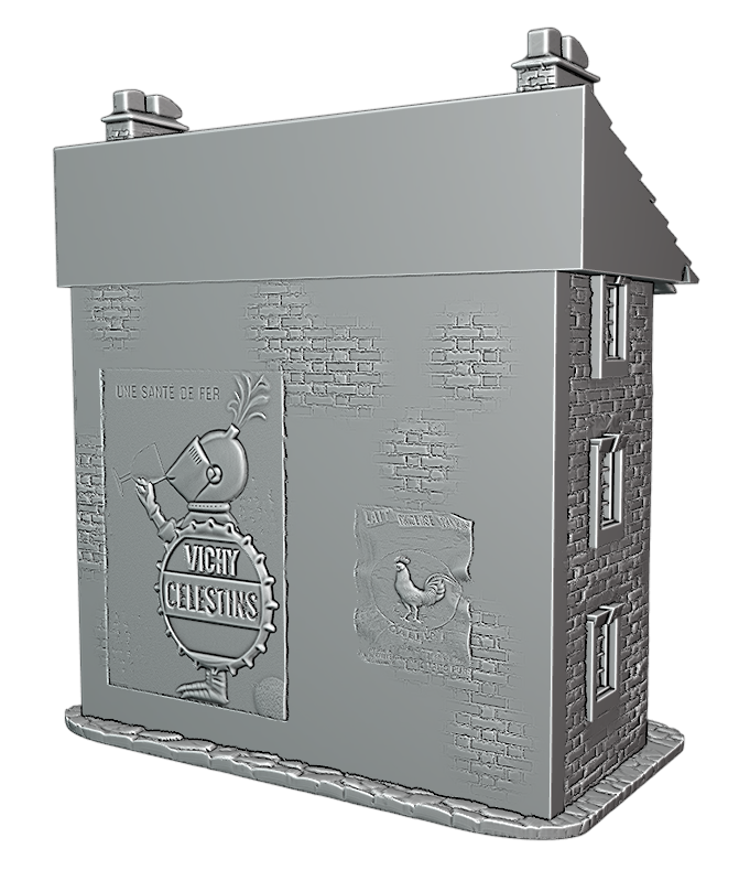 28mm brick house with advertising