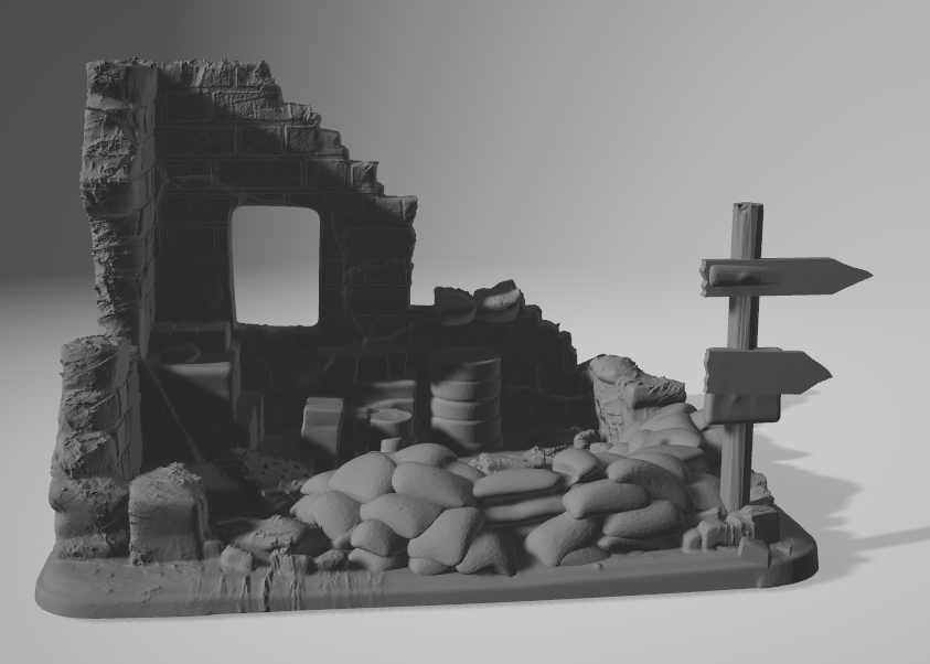 Small ruin with sandbags