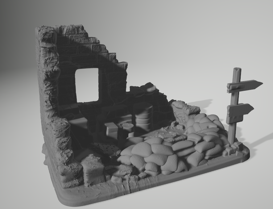 Small ruin with sandbags