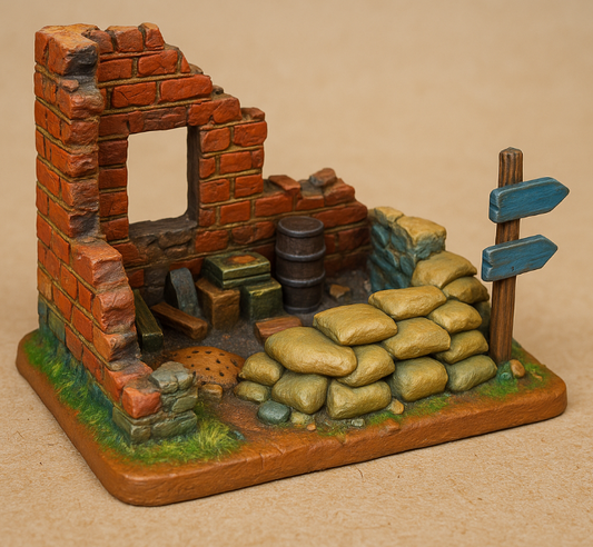 Small ruin with sandbags